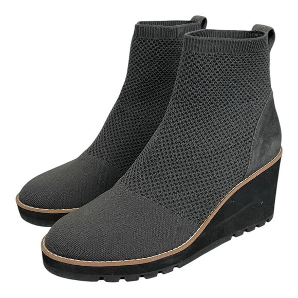 EILEEN FISHER | Dark Gray Pull On Stretch Quill Street Bootie 9 - Picture 3 of 9
